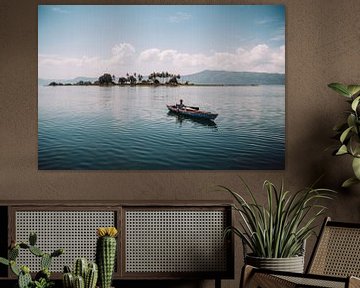 Fishing boat on lake in Indonesia