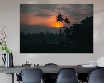 Sunrise with palm trees on Java, Indonesia by Expeditie Aardbol
