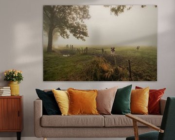 Curious cows in typical Dutch polder landscape by Moetwil en van Dijk - Fotografie