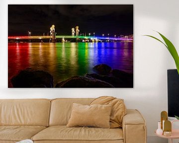 Kampen stadsbrug verlicht in regenboogkleuren van Sjoerd van der Wal Fotografie