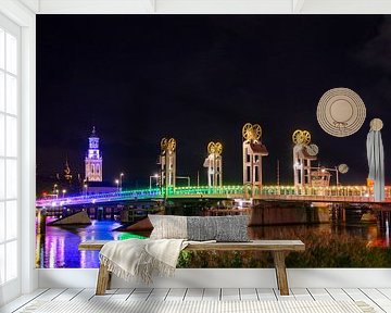 Kampen stadsbrug verlicht in regenboogkleuren van Sjoerd van der Wal Fotografie