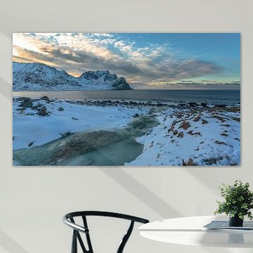 Plage d'Unstad, îles Lofoten en Norvège