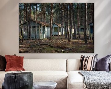 Houten huisjes in een bos bij Chernobyl van Tim Vlielander