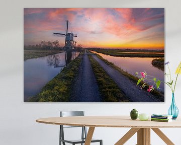 Windmolen bij zonsondergang van Joey Hohage