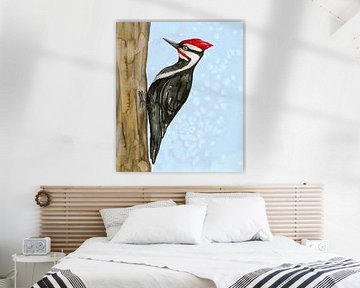 Pileated woodpecker watercolor