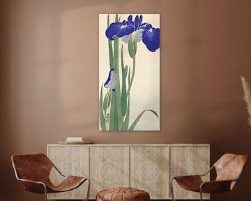 Japanse blauwe irissen door Ohara Koson
