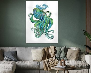 Grote groene Octopus van Sebastian Grafmann