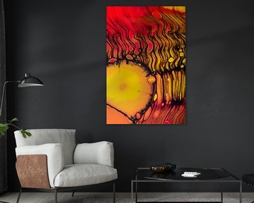 Abstract liquid warm colors: orange, red and yellow with brown by Marjolijn van den Berg