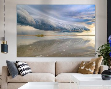 Sunrise at the beach at Texel island with a storm cloud approach by Sjoerd van der Wal Photography