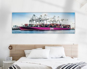 Container ship One Hanoi at the terminal in the Port of Rotterdam by Sjoerd van der Wal Photography