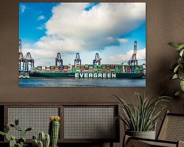 Containerschip Ever Golden van Evergreen Lines in de Rotterdamse haven van Sjoerd van der Wal Fotografie