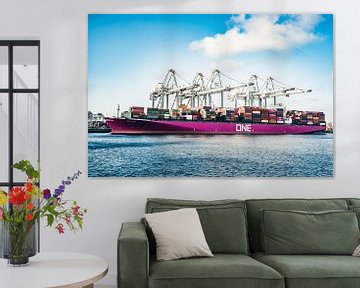 Container ship One Hanoi at the terminal in the Port of Rotterdam by Sjoerd van der Wal Photography