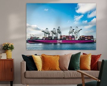 Container ship One Hanoi at the terminal in the Port of Rotterdam by Sjoerd van der Wal