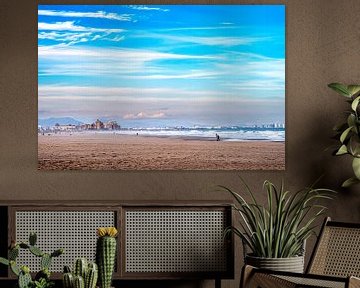 Strand von Valencia mit Blick auf Port Saplaya von Dieter Walther