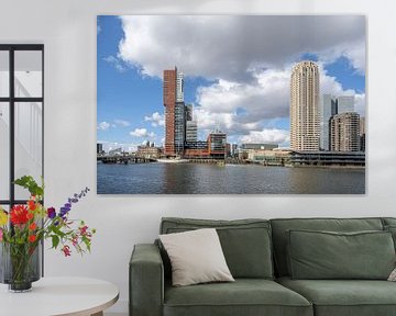 Skyline Rotterdam Kop van Zuid: blik op de Wilhelminapier (3) van Rick Van der Poorten