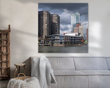 Skyline Rotterdam Kop van Zuid: blik op de Wilhelminapier (6) van Rick Van der Poorten
