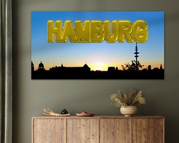 Goldener Schriftzug Hamburg