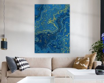 marble abstraction art blue gold #marble by JBJart Justyna Jaszke