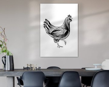 Poster kip - chicken - kinderkamer lijn-illustratie van Studio Tosca