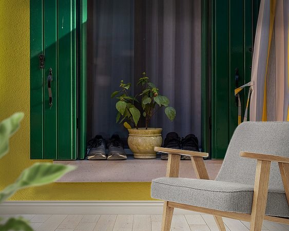 Voorbeeld van het werk in een kamer