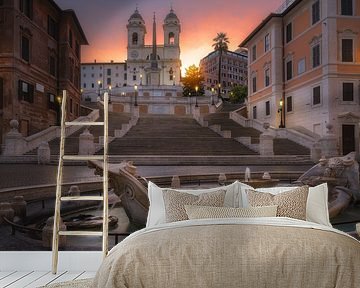 Empty Spanish Steps during sunrise in Rome - Italy by Roy Poots