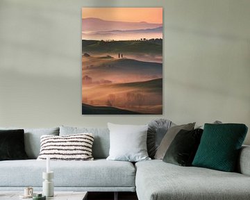 Goldener Sonnenaufgang in den Hügeln der Toskana. von Daniel Gastager