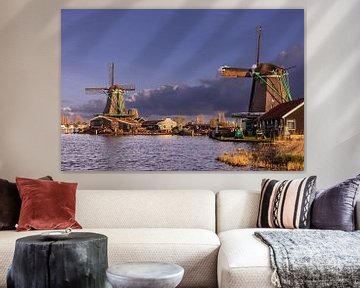 The windmills at the Zaanse Schans Zaandam by Rick van de Kraats
