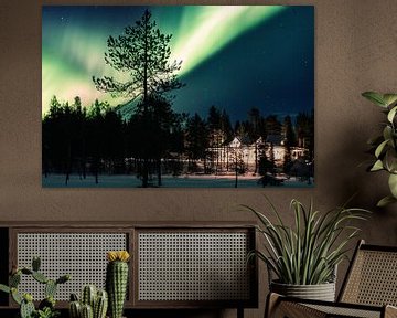 Northern lights above a house by Sander Wehkamp