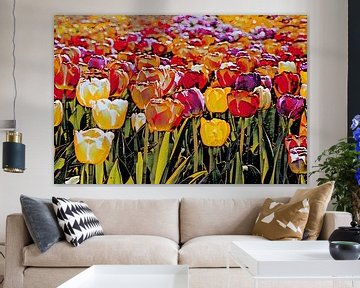 Champ de tulipes abstrait sur Marly De Kok