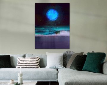 Volle maan op het strand van Abstrakt Art