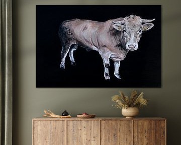 cow in the meadow - cow head blonde aquitaine bull