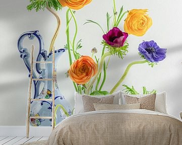 Still life 'Ranunculus and Anemones' by Willy Sengers
