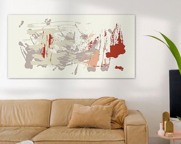 Abstract painting in beige, brick stone orange, off white by Dina Dankers