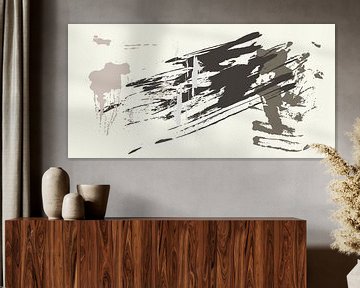 Abstract painting in beige, brown and off white by Dina Dankers