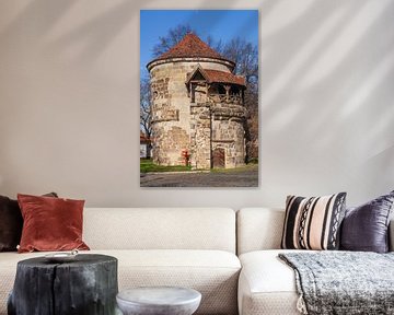 Waterpoort toren, oude stad, Halberstadt, Harz gebergte