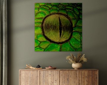 Œil de serpent dessiné au crayon sur Auke de Kok