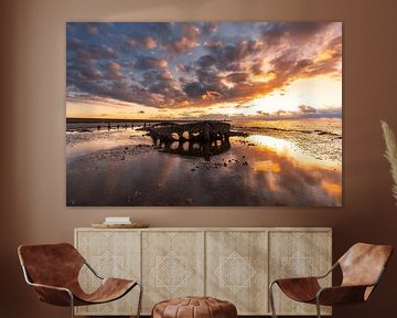 Clouds over the wreck of Wierum during sunset by KB Design & Photography (Karen Brouwer)