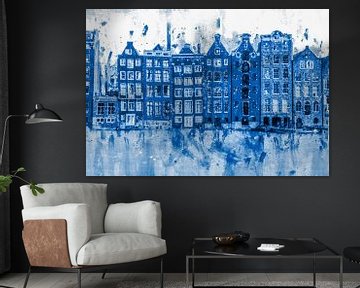 Aan de Delftsblauwe Amsterdamse grachten van Dutch Art Works