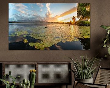 Sunset over the Hopfensee with panoramic view by Leo Schindzielorz