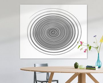 black and white digital art, spiral shape by Naomi van Mierlo