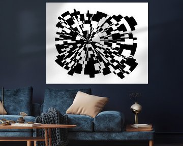 black and white abstract digital art, rectangle shapes by Naomi van Mierlo