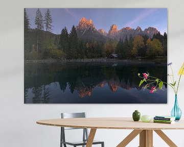 Sunrise at Lago Welsperg in the Italian Dolomites. by Jos Pannekoek