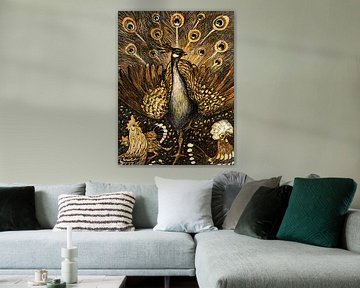 Peacock in Golden Colors Special Edition by Mad Dog Art
