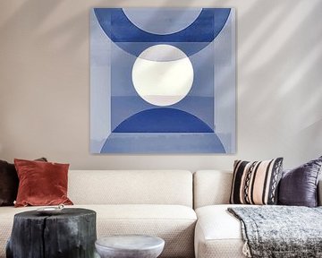 Abstracte Pastel Vormen Monochroom Blauw van Jacob von Sternberg Art