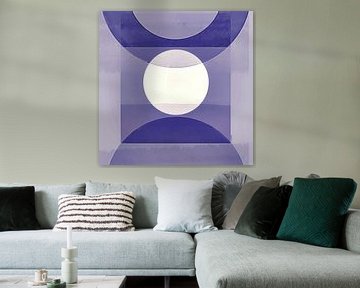 Abstract pastel shapes monochrome indigo violet by FRESH Fine Art