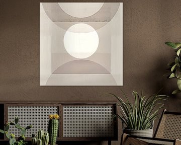 Abstrakte Pastell Formen Monochrom Beige Grau von FRESH Fine Art