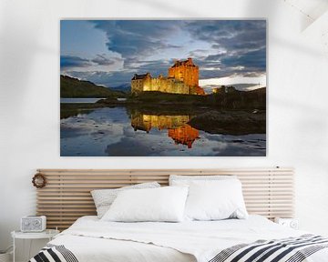 Eilean Donan kasteel op blauw uur