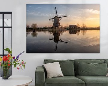 Windmühlen Kinderdijk Sonnenaufgang von Cynthia van Diggele