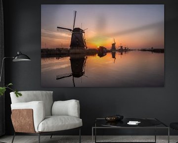 Windmills Kinderdijk sunrise by Cynthia van Diggele