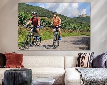 Young couple on a bike ride in the Palatinate near Maikammer. by Udo Herrmann